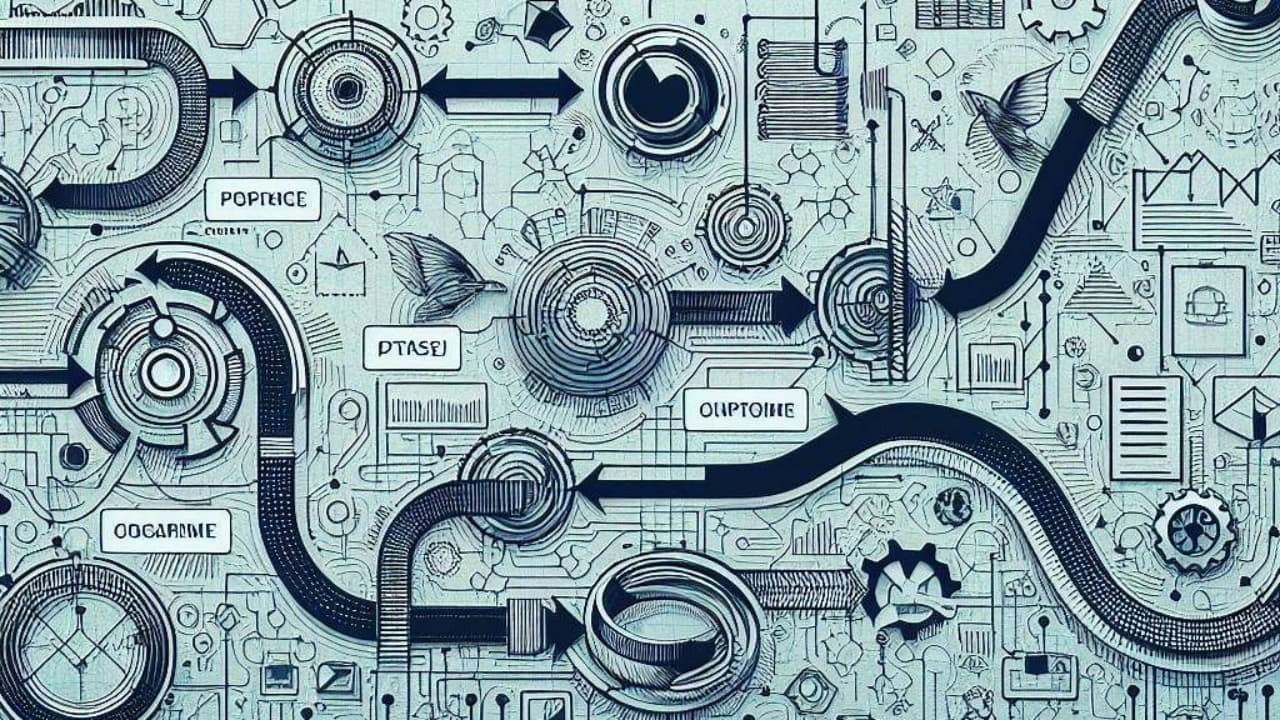 hand illustrated process flow diagram